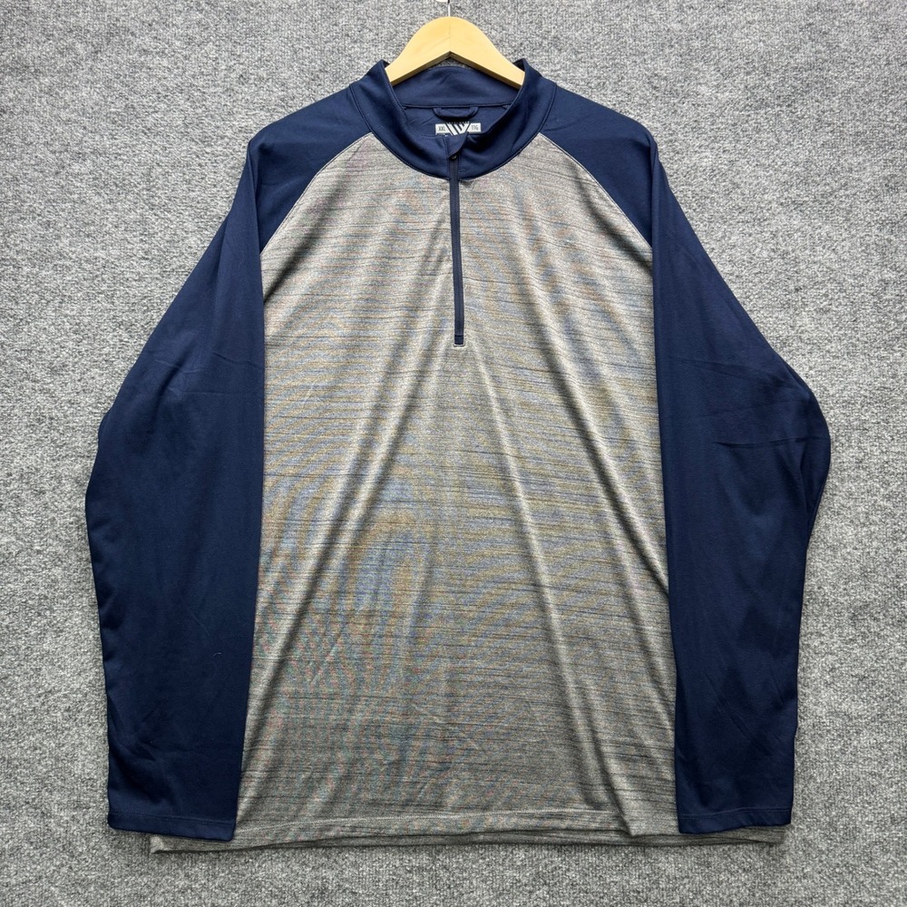 Levelwear‎ 1/4 Zip Pullover Mens XXL Gray Navy Blue Long Sleeve Golf Athletic